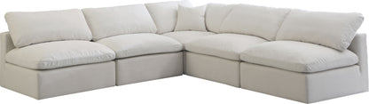 Plush - Velvet Standart Comfort 5 Piece Modular Sectional - Cream - Fabric