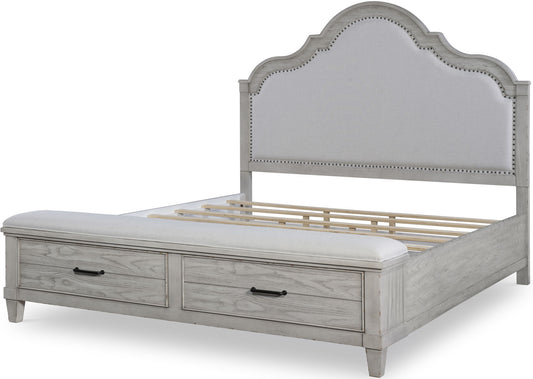 Belhaven - Upholstered Panel Bed With Storage Footboard