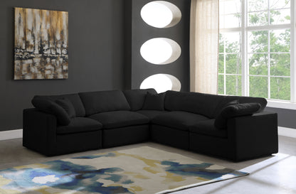 Plush - Velvet Standart Comfort 5 Piece Modular Sectional - Black