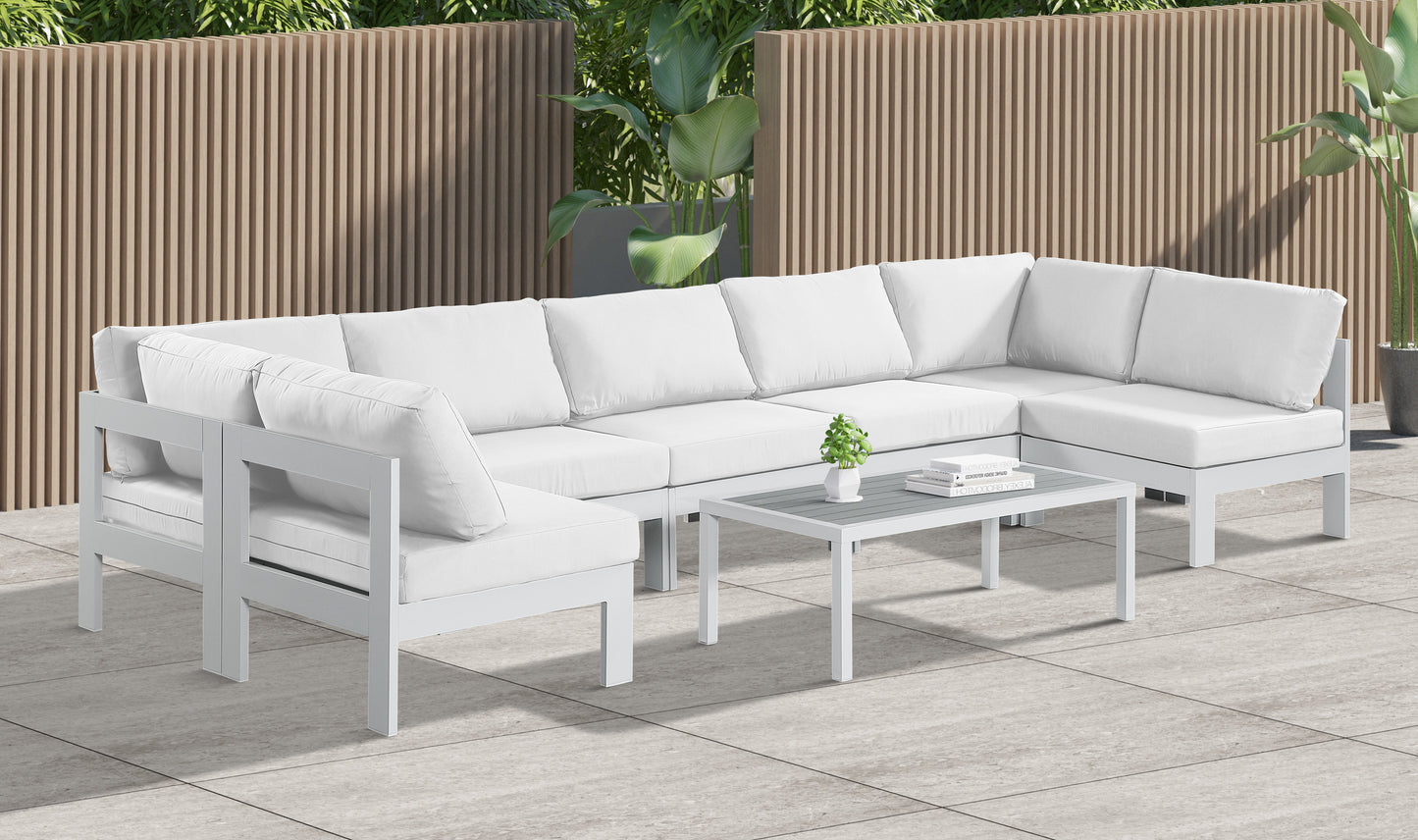 Nizuc - Outdoor Patio Modular Sectional 7 Piece - White - Fabric