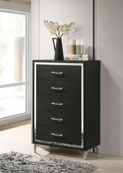 Lucia - 5-Drawer Bedroom Chest Of Drawers - Black