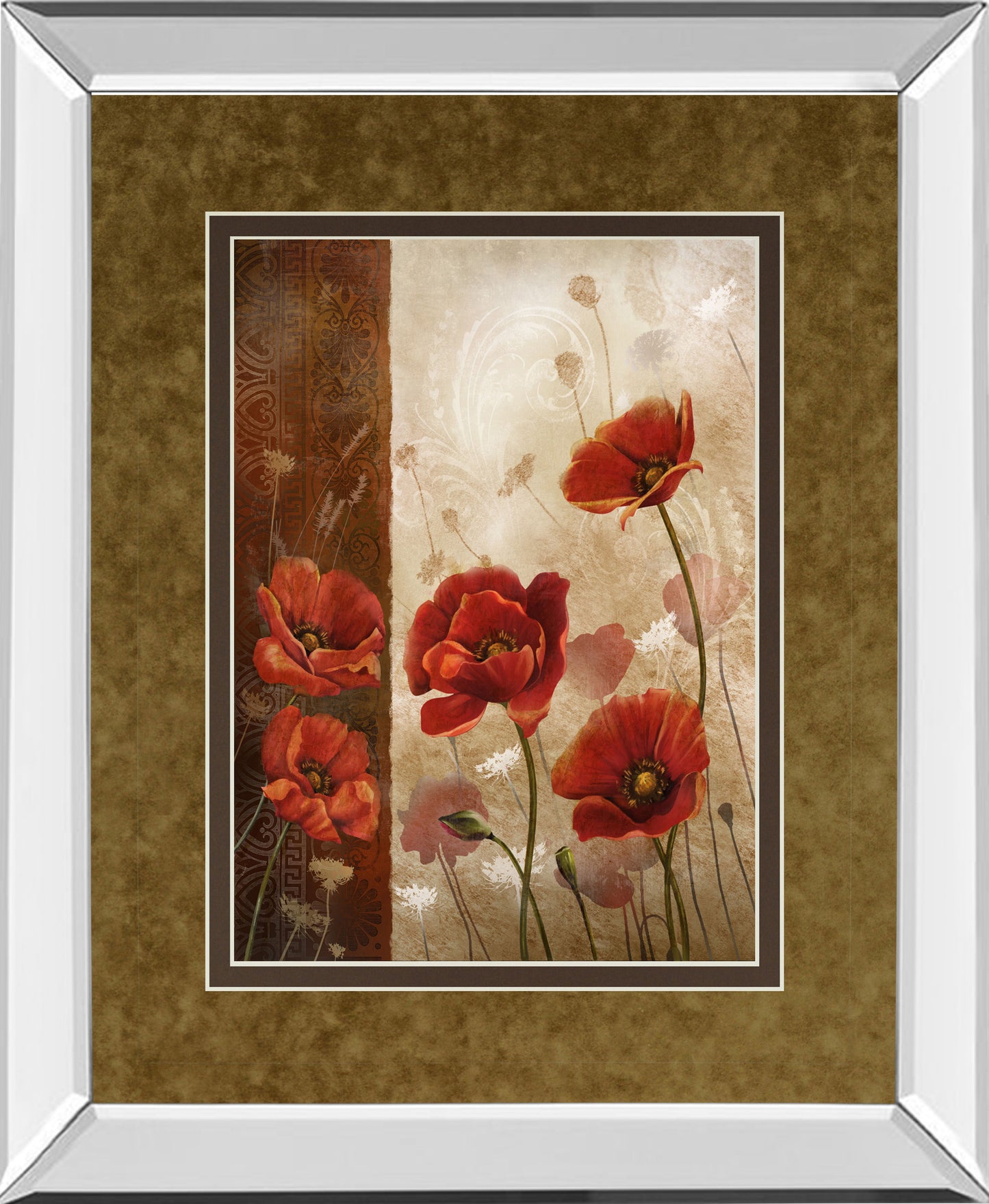 Wild Poppies I By Conrad Knutsen - Mirror Framed Print Wall Art - Red