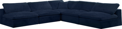 Cozy - Modular Sectional Cloud 5 Piece - Navy - Fabric