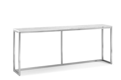 Esme - Rectangular Sofa Table - White Marble And Brushed Nickel