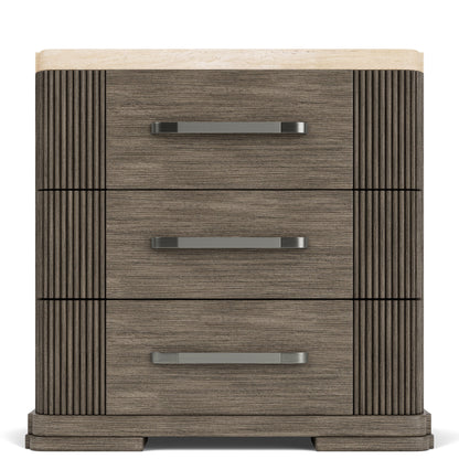 Sariel - 3 Drawer Nightstand Stone Top - Dark Brown