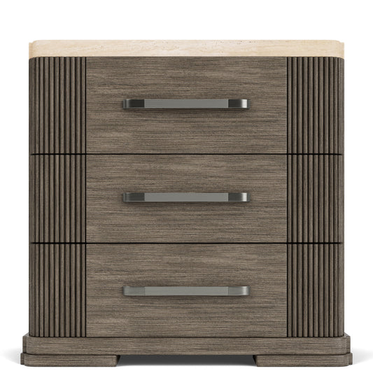 Sariel - 3 Drawer Nightstand Stone Top - Dark Brown