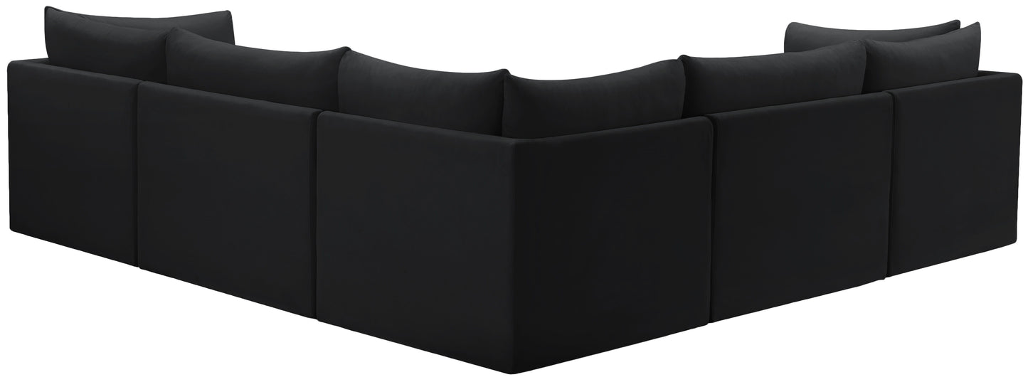 Jacob - Modular Sectional 5 Piece - Black - Fabric