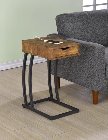 Troy - 1-Drawer C-Shaped Side Table Power Outlet