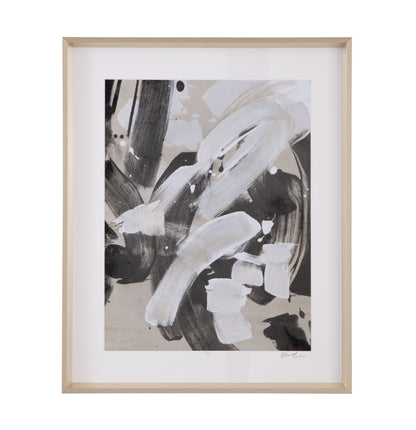 Ink Wash Gesture - II Framed Print - Beige / Black