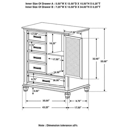 Franco - 5-Drawer Door Chest