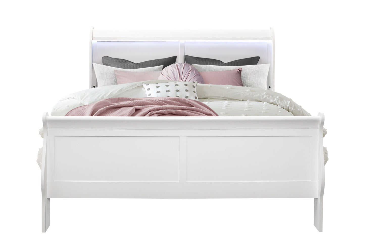 Charlie - Queen Bed With LED - White