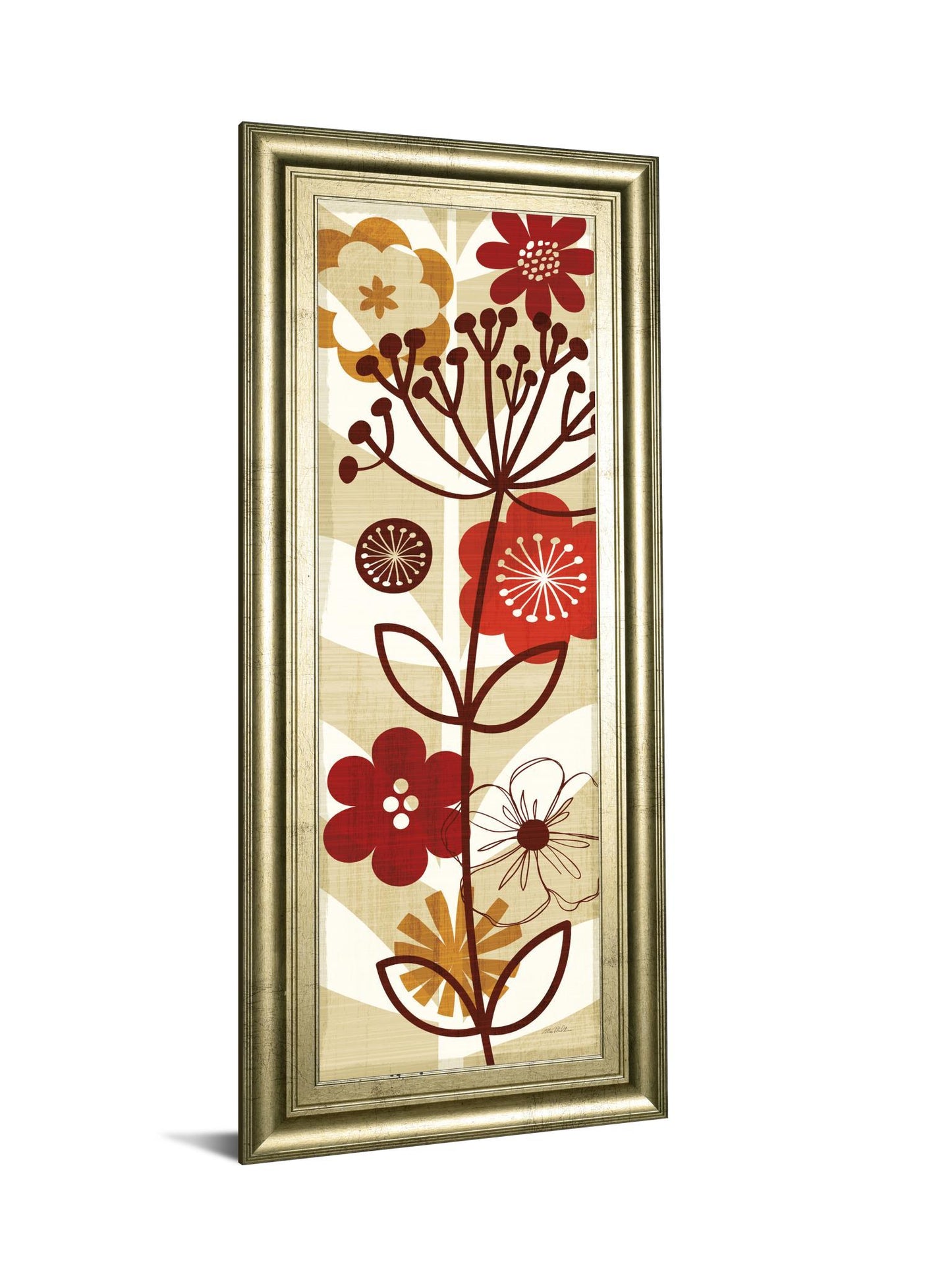 Floral Pop Panel Il By Mo Mullan - Framed Print Wall Art - Red