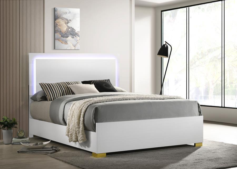 Marceline - Wood LED Panel Bed