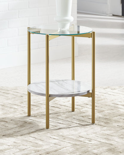 Wynora - White / Gold - Round End Table