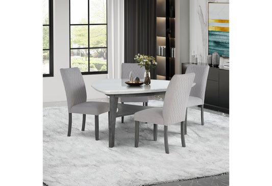 D8192 - Triangle Dining Table And Four Dining Chairs - Light Gray