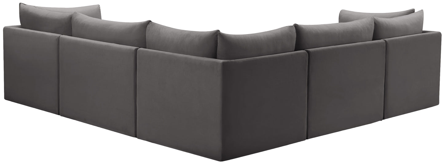 Jacob - Modular Sectional 5 Piece - Grey - Fabric