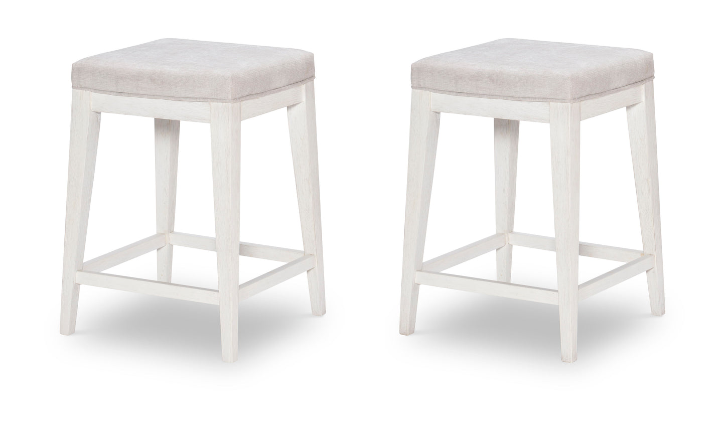 Edgewater Sand Dollar - Upholstered Stool - White