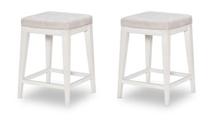 Edgewater Sand Dollar - Upholstered Stool - White