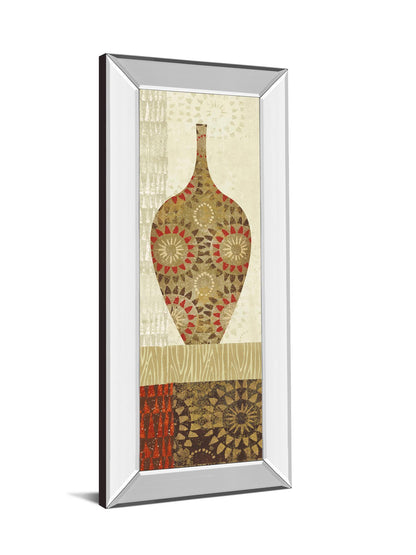 Spice Stripe Vessels Panel III By Wild Apple Portfolio - Mirror Framed Print Wall Art - Beige