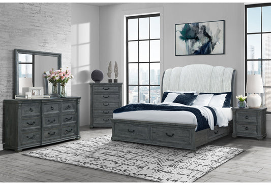 Rowan - 5 Piece Queen Storage Bedroom Set - Gray