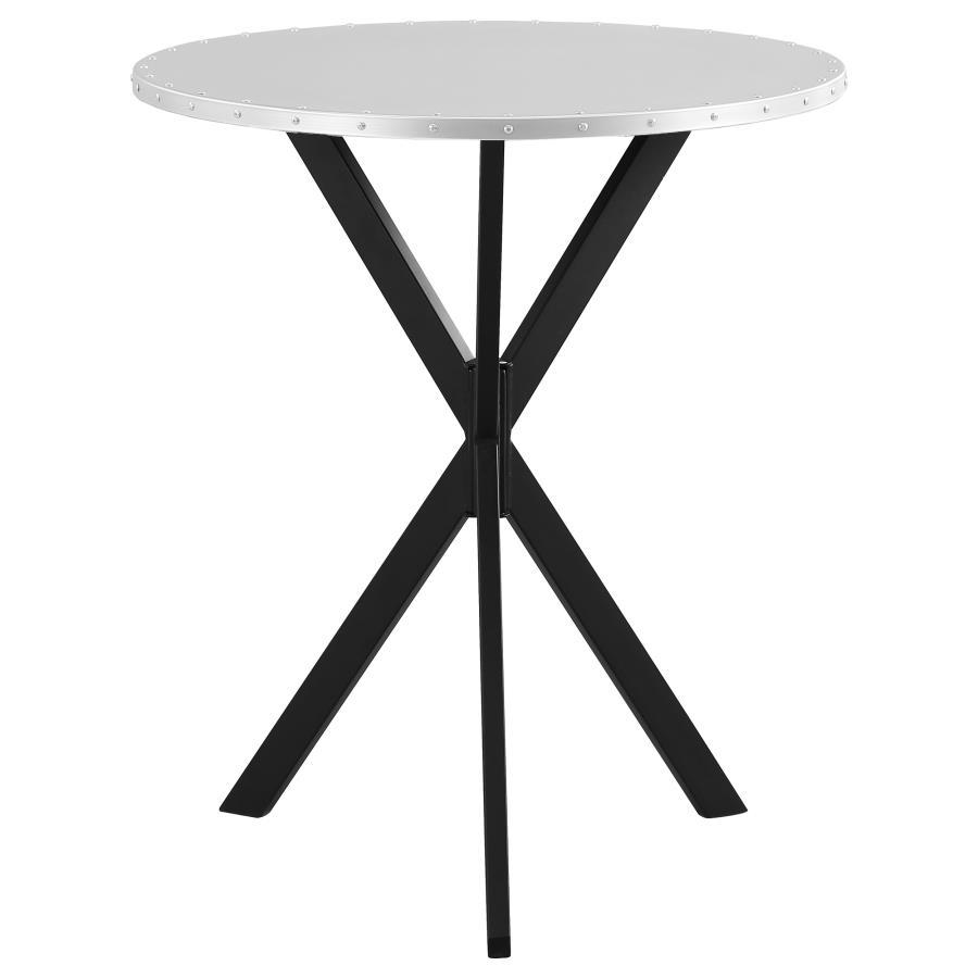 Kenzo - Round Galvanized Steel Bistro Bar Table - Silver