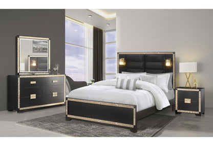 Blake - 5 Piece Queen Bedroom Set With Lamps - Black / Gold