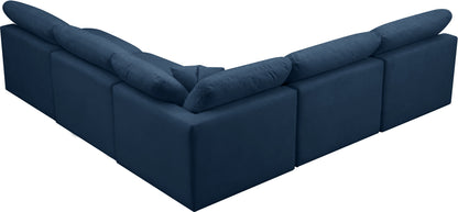 Plush - Velvet Standart Comfort 5 Piece Modular Sectional - Navy - Fabric