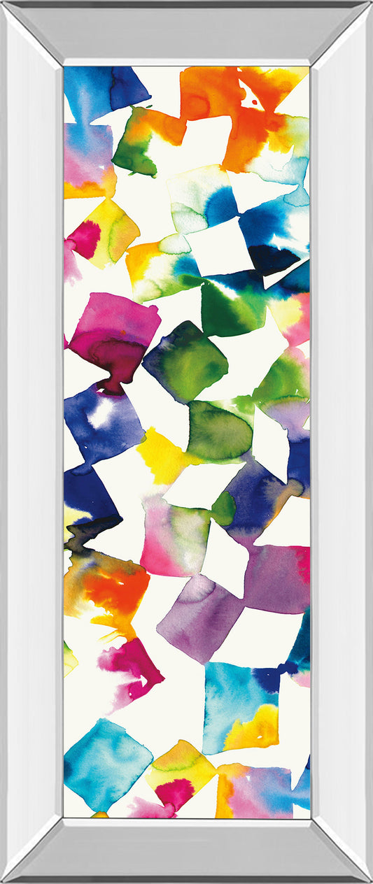 Colorful Cubes Il By Wild Apple Portfolio - Mirror Framed Print Wall Art - Blue