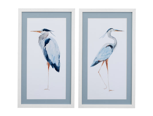 Heron - Framed Print (Set of 2) - White