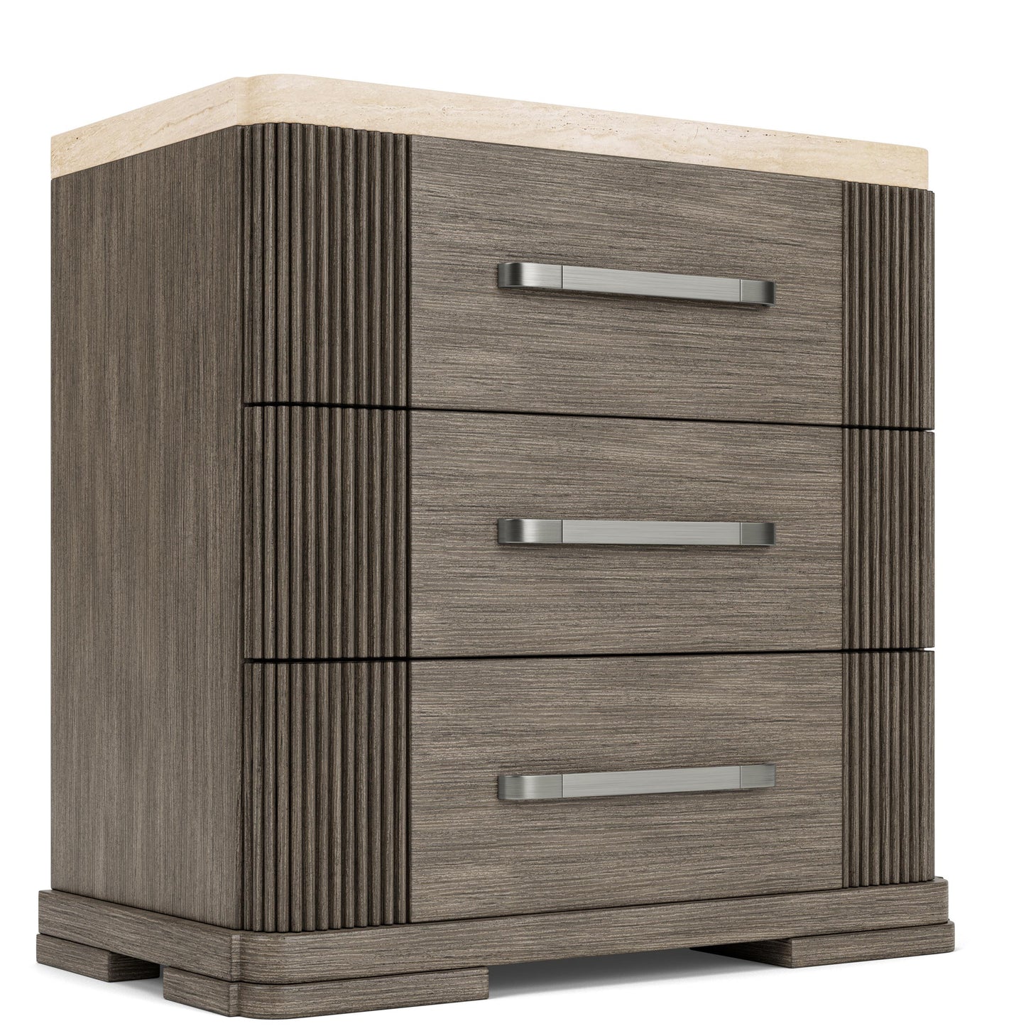 Sariel - 3 Drawer Nightstand Stone Top - Dark Brown