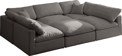 Plush - Velvet Standart Comfort Modular Sectional 6 Piece - Grey - Modern & Contemporary