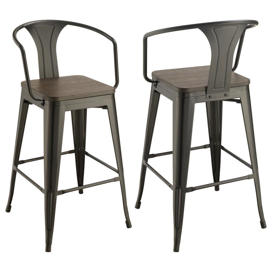 Cavalier - Metal Bar Chair (Set of 2) - Dark Elm And Matte Black