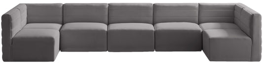 Quincy - Modular Sectional 7 Piece - Grey - Fabric