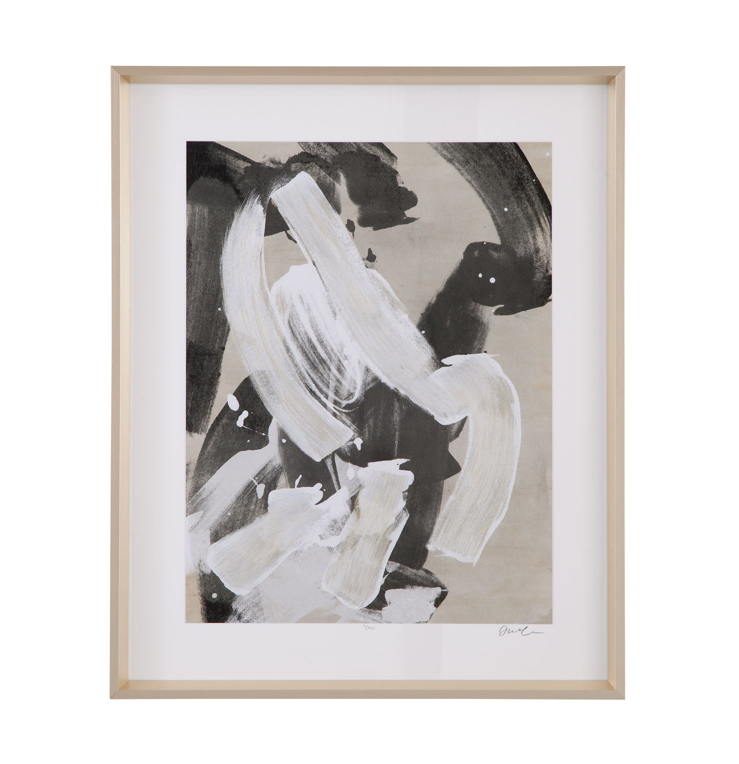 Ink Wash Gesture - I Framed Print - Beige / Black