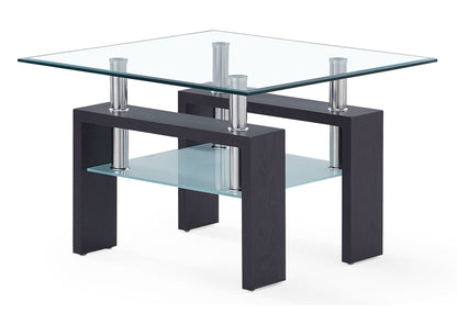 T646 - End Table - Clear / Dark Brown