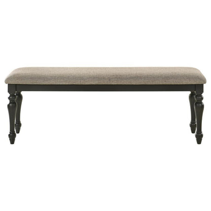 Bridget - Fabric Upholstered Dining Bench - Stone And Charcoal