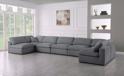 Serene - Linen Textured Fabric Deluxe Comfort Modular Sectional 7 Piece - Grey