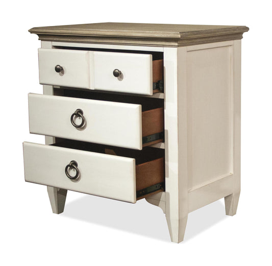 Myra - Three Drawer Nightstand - Natural / Paperwhite