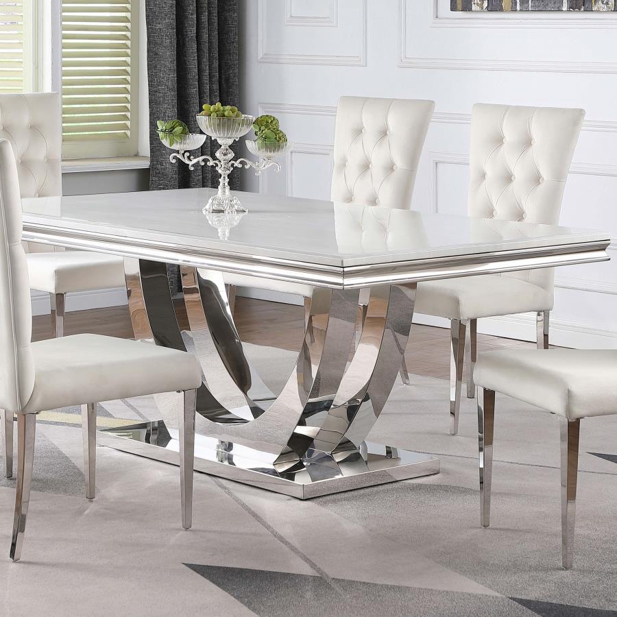 Kerwin - Rectangular Stone Top Dining Table - White