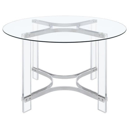 Keeling - Round Glass Top Acrylic Dining Table - Chrome