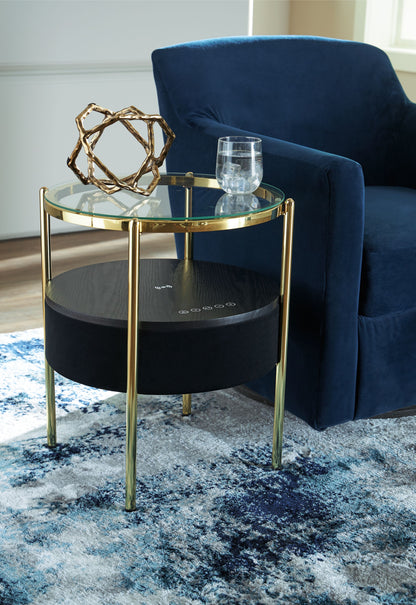 Nedman - Black / Gold Finish - Accent Table With Speaker