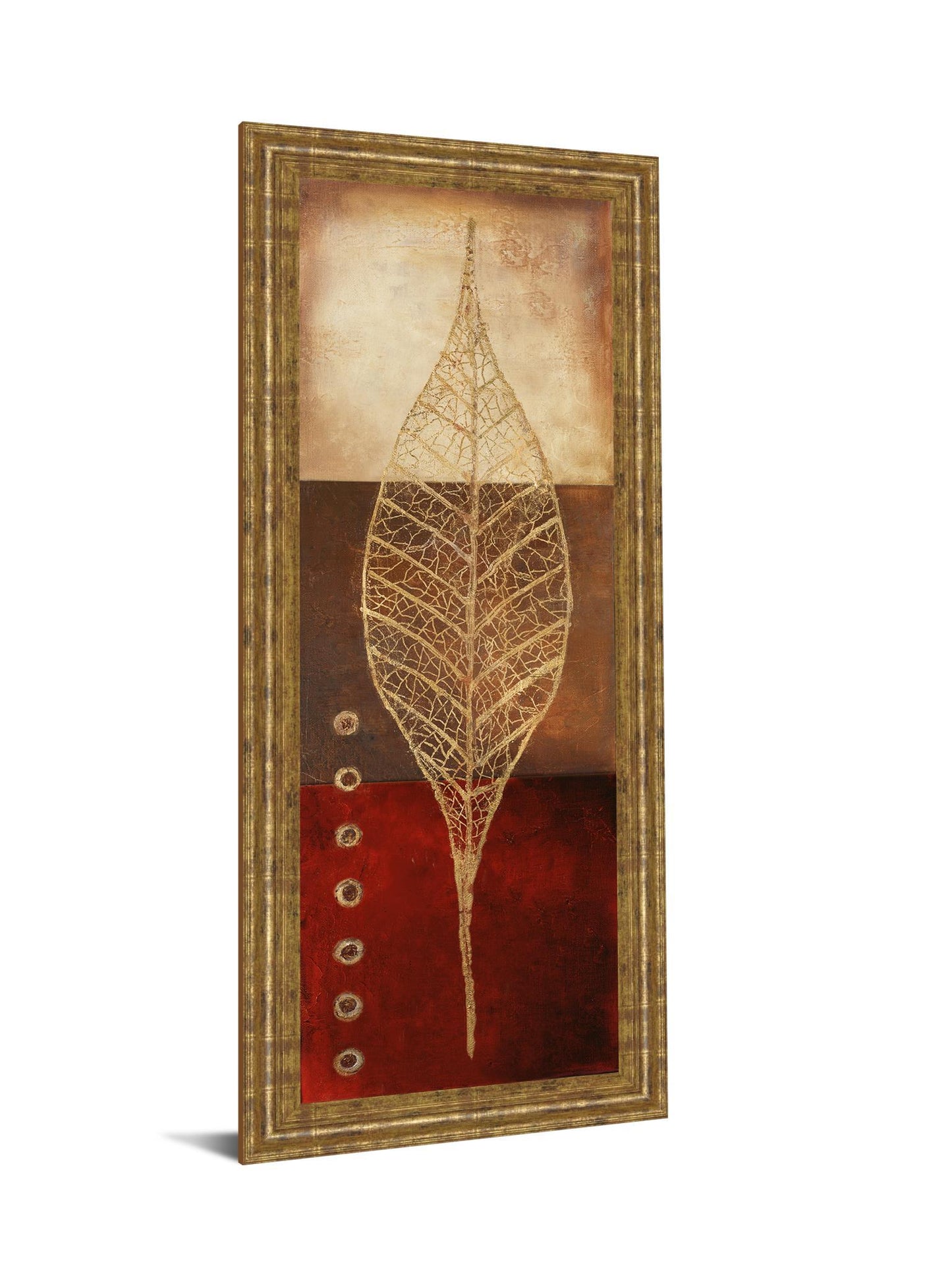 Fossil Leaves Il By Patricia Pinto - Framed Print Wall Art - Red