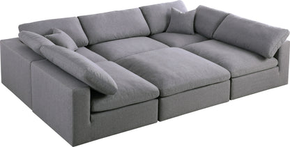 Serene - Linen Textured Fabric Deluxe Comfort Modular Sectional - Grey