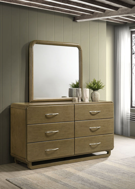 Amsbury - 6-Drawer Dresser And Mirror - Nutmeg