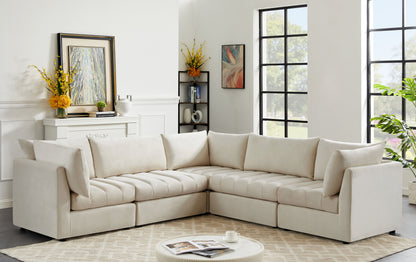 Jacob - Modular Sectional 5 Piece - Cream - Fabric