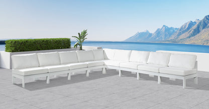 Nizuc - Outdoor Patio Modular Sectional 9 Piece - White - Metal