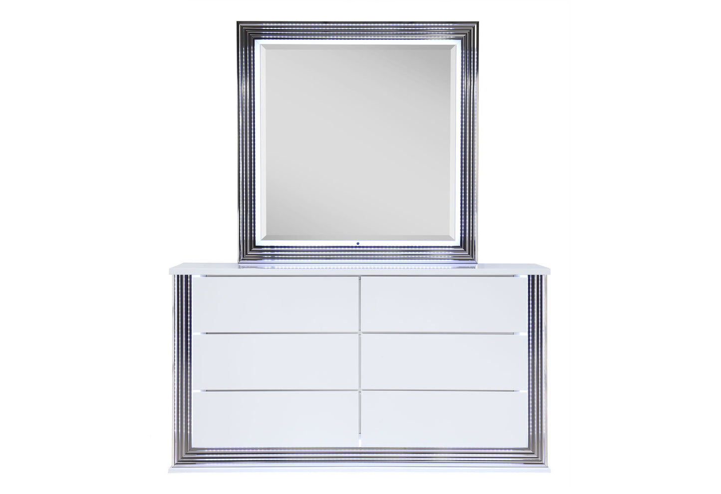 Ylime - Dresser With LED - Smooth White