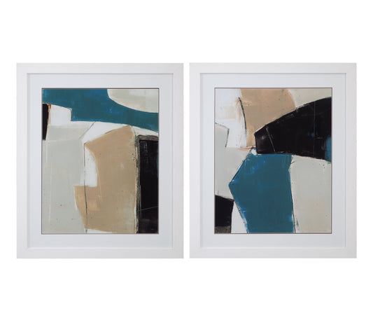 Layers - Framed Print (Set of 2) - Blue / Light Brown