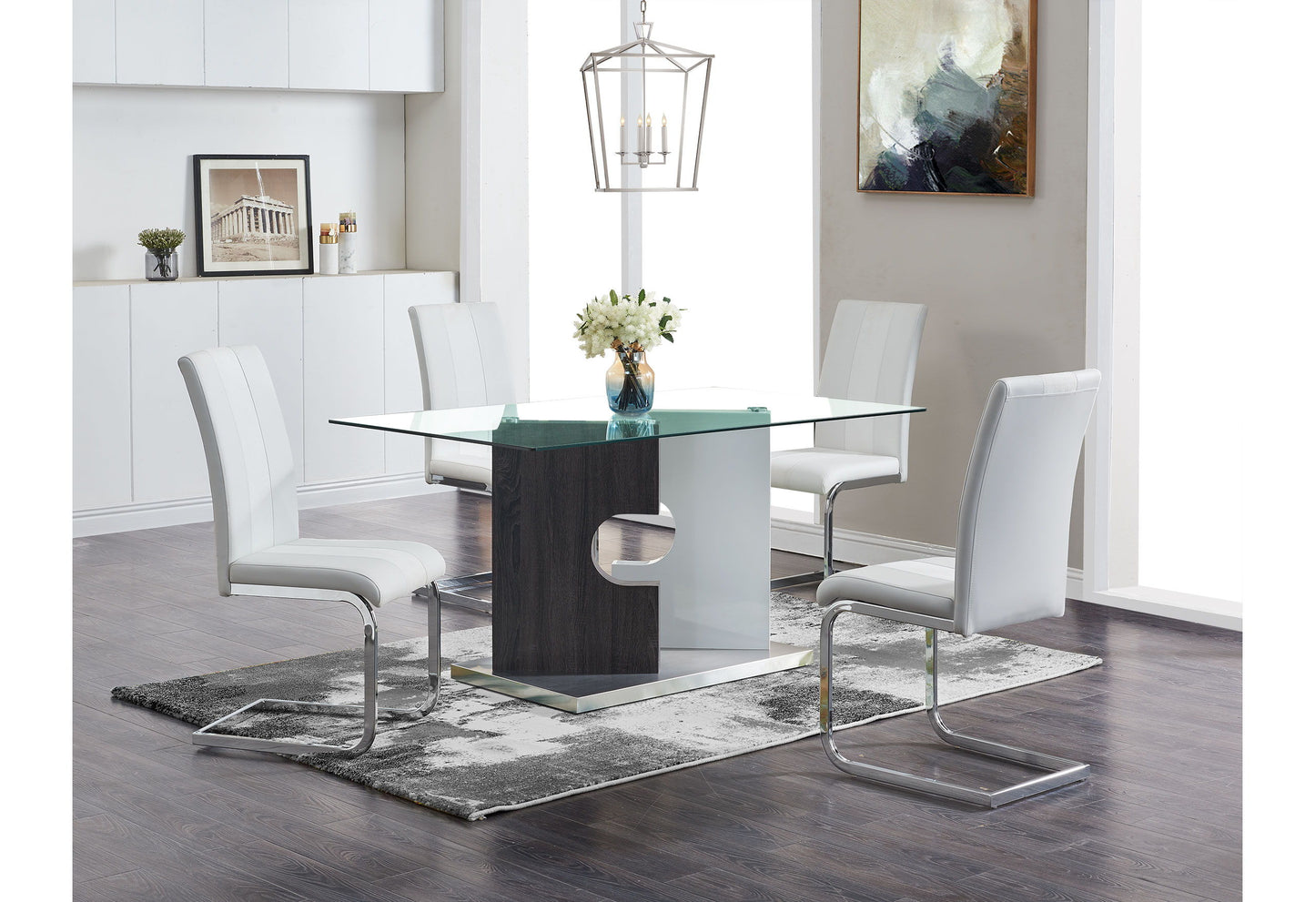 D219 Dining Table And Four D915 Dining Chairs - White