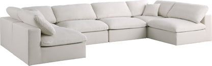 Plush - Velvet Standart Comfort Modular Sectional 6 Piece - Cream